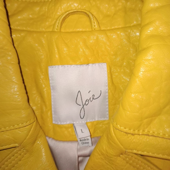 Joie Yellow Leather Biker Jacket - Picture 2 of 6